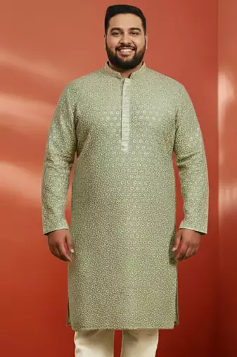 pista green sequin kurta - festive embroidered traditional