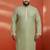men's pista green sequin kurta - festive embroidered traditional