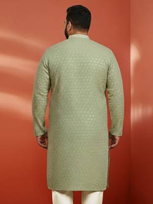 pista green sequin kurta - festive embroidered traditional 4