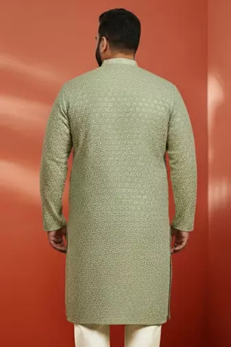 pista green sequin kurta - festive embroidered traditional