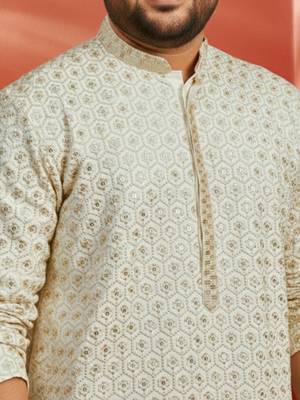 off white sequin kurta - festive embroidered traditional 2