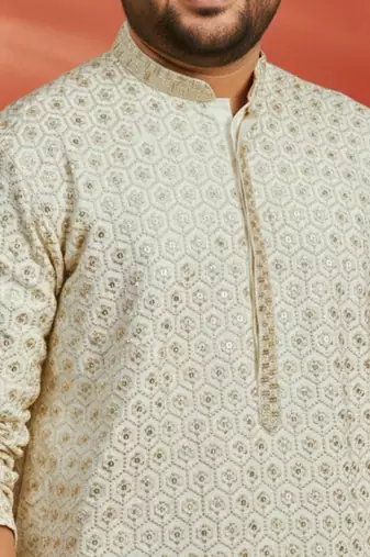 off white sequin kurta - festive embroidered traditional