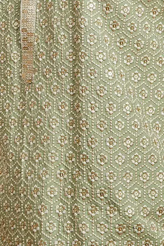 pista green sequin kurta - festive embroidered traditional