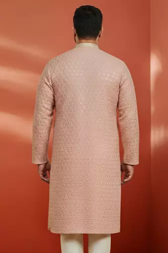 peach sequin kurta - festive embroidered traditional
