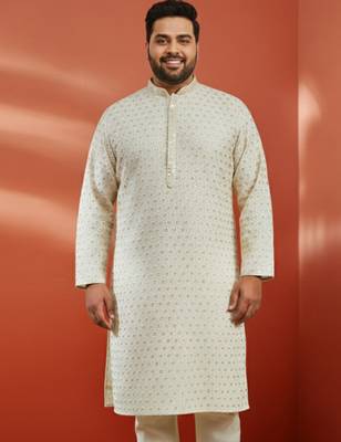 off white sequin kurta - festive embroidered traditional 3