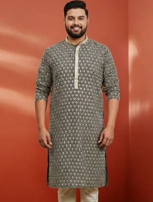 black sequin kurta - festive embroidered traditional 1