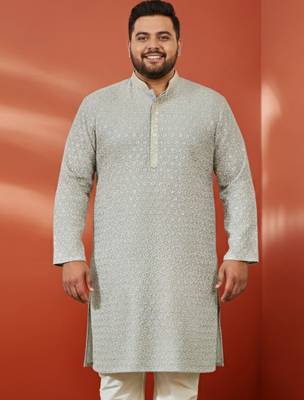 grey sequin kurta - festive embroidered traditional wear 3