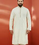 cream silk jacquard kurta - wedding traditional luxury
