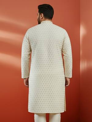 off white sequin kurta - festive embroidered traditional 4