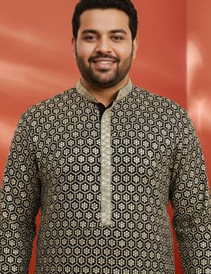 black sequin kurta - festive embroidered traditional 2
