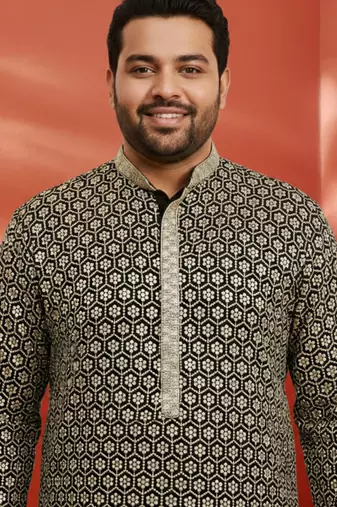 black sequin kurta - festive embroidered traditional