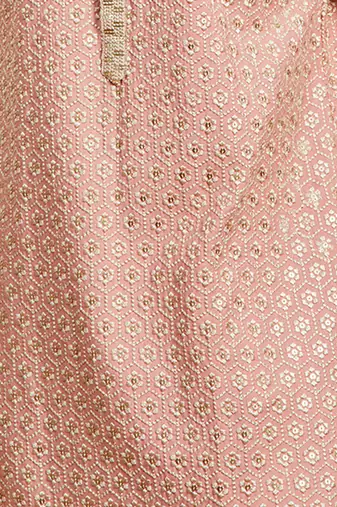 peach sequin kurta - festive embroidered traditional