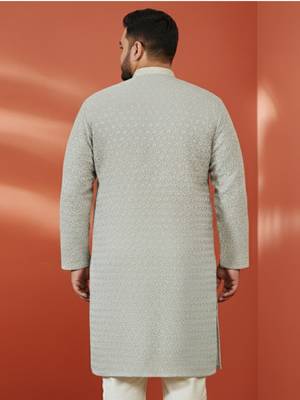 grey sequin kurta - festive embroidered traditional wear 4