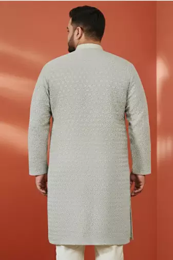 grey sequin kurta - festive embroidered traditional wear