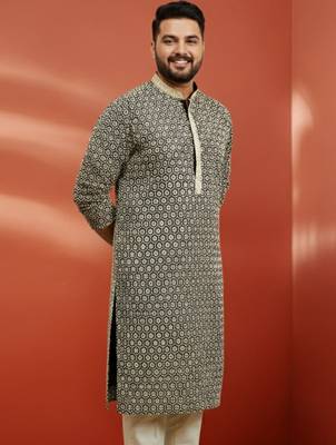 black sequin kurta - festive embroidered traditional 3