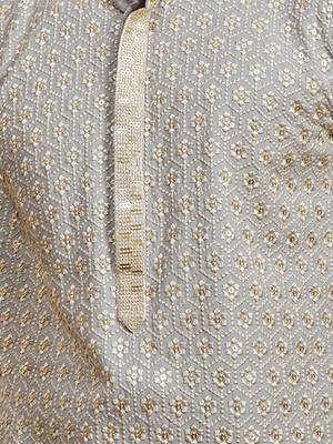 grey sequin kurta - festive embroidered traditional wear 5