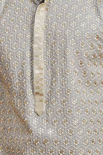 grey sequin kurta - festive embroidered traditional wear