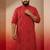 men's red bandhani kurta - foil print traditional festive wear
