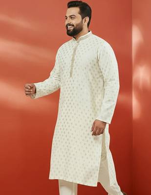 cream silk jacquard kurta - wedding traditional luxury 3