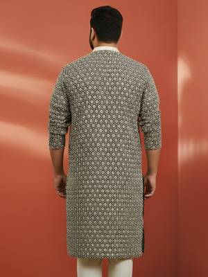 black sequin kurta - festive embroidered traditional 4