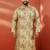 men's beige silk kurta - floral print wedding traditional wear