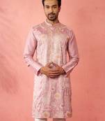 onion silk blend kurta - traditional embroidered festive wear