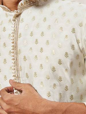 cream silk jacquard kurta - wedding traditional luxury 5