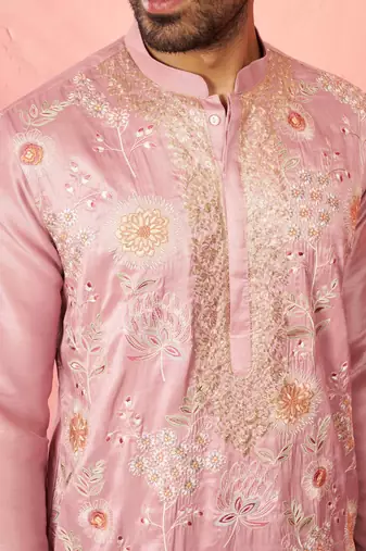 onion silk blend kurta - traditional embroidered festive wear