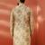 men's beige silk kurta - floral print wedding traditional wear