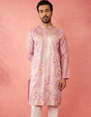 onion silk blend kurta - traditional embroidered festive wear 3