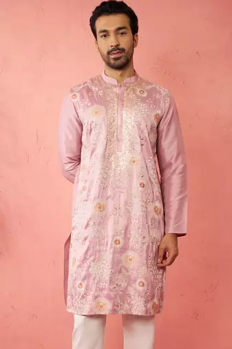 onion silk blend kurta - traditional embroidered festive wear