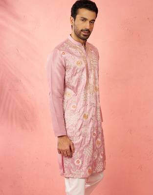 onion silk blend kurta - traditional embroidered festive wear 4