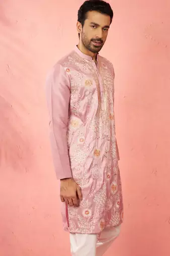 onion silk blend kurta - traditional embroidered festive wear
