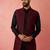 men's wine silky abstract embroidered nehru jacket - wedding ethnic wear