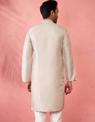 Cream silk blend kurta - traditional embroidered festive wear 5