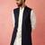 men's blue lakhmini jacquard nehru jacket - wedding party ethnic wear
