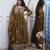 Brown cotton silk heavy embroidered gown set with bottom & dupatta