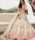 Cream- Tissue Fabric Sequins embroidery Semi-Stitched Lehenga & Unstitched Blouse With Dupatta