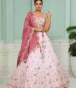 Pink- Tissue Fabric Sequins embroidery Semi-Stitched Lehenga & Unstitched Blouse With Dupatta