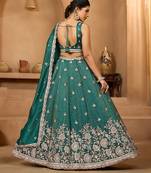 Green- Tissue Fabric Sequins embroidery Semi-Stitched Lehenga & Unstitched Blouse With Dupatta