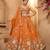 Orange- Tissue Fabric Sequinse embroidery Semi-Stitched Lehenga & Unstitched Blouse With Dupatta