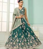 Green- Silk Fabric Sequins embroidery Semi-Stitched Lehenga & Unstitched Blouse With Dupatta
