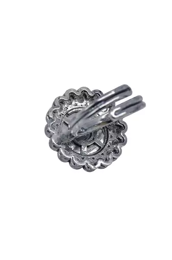 Splendid round shape silver plated kundan stone adjustable finger ring for women and girls