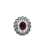 Pear shape and mother of pearl silver plated kundan stone adjustable finger ring for women and girls