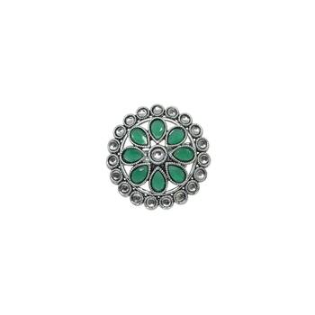 Pretty round and pear shape silver plated kundan stone adjustable finger ring for women and girls 1