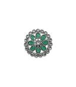 Pretty round and pear shape silver plated kundan stone adjustable finger ring for women and girls