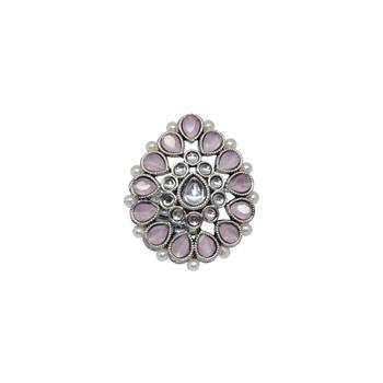 Inspired pear shape silver plated kundan stone adjustable finger ring for women and girls 2