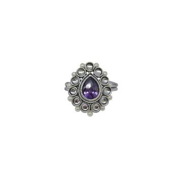 Pear shape and mother of pearl silver plated kundan stone adjustable finger ring for women and girls 2
