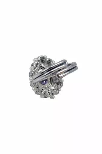 Pear shape and mother of pearl silver plated kundan stone adjustable finger ring for women and girls
