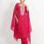 Red ' patrika gate' hand embroidered  silk crepe  womens  suit- set of 3